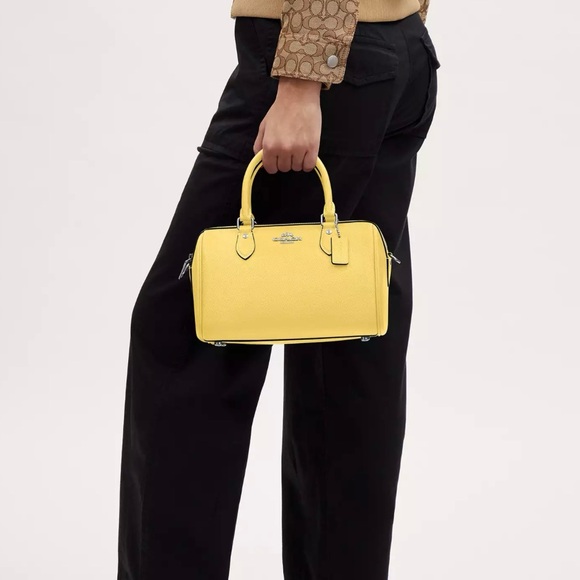 COACH ROWAN SATCHEL BAG WITH SIGNATURE CANVAS STRAP 💛 - Picture 5 of 16